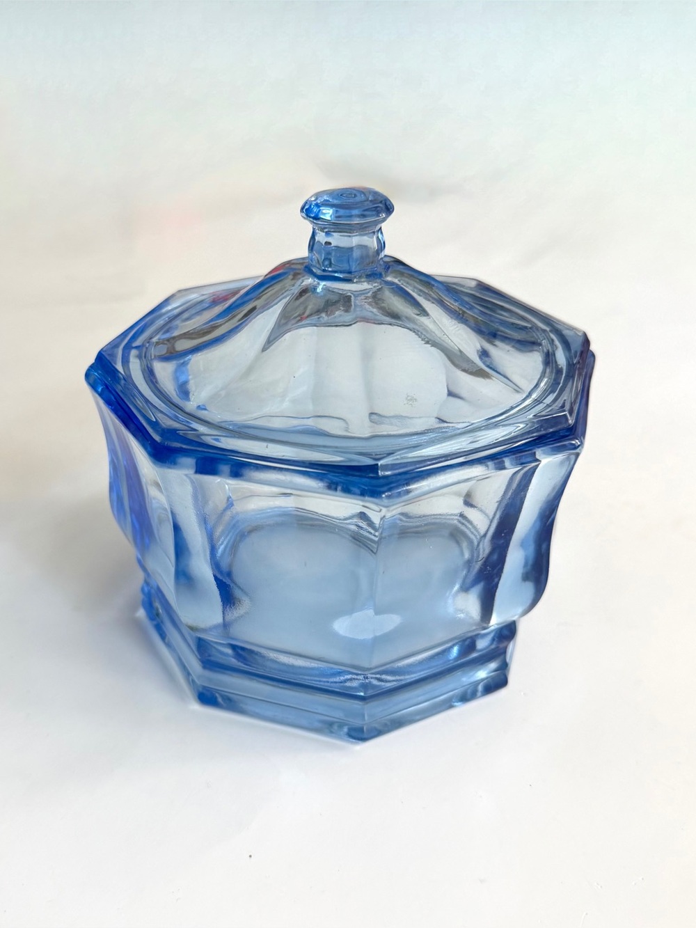 Vintage Octagonal Indiana Glass Concord Lidded Glass Candy Dish Bowl